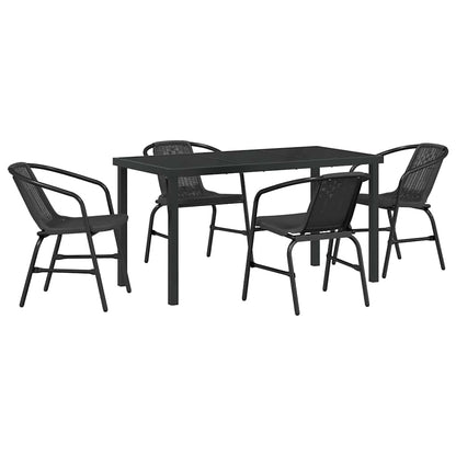 Tuin eettafelset 5 pcs Zwart Gepoedercoat staal