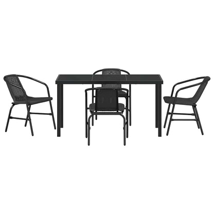 Tuin eettafelset 5 pcs Zwart Gepoedercoat staal