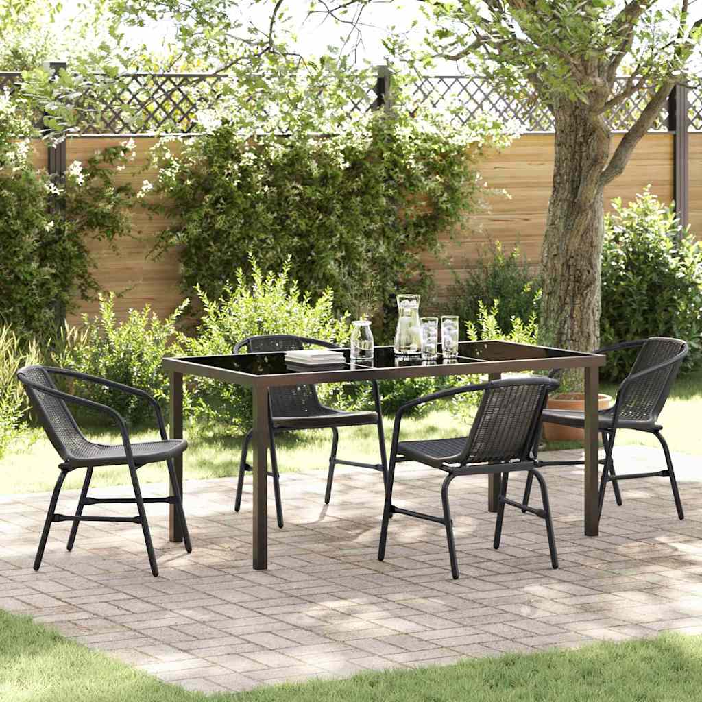 Tuin eettafelset 5 pcs Zwart Gepoedercoat staal