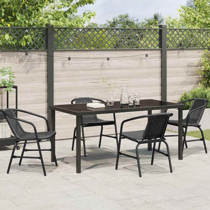 Tuin eettafelset 5 pcs Zwart Gepoedercoat staal