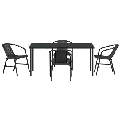 Tuin eettafelset 5 pcs Zwart Gepoedercoat staal