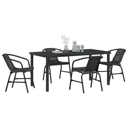 Tuin eettafelset 5 pcs Zwart Gepoedercoat staal