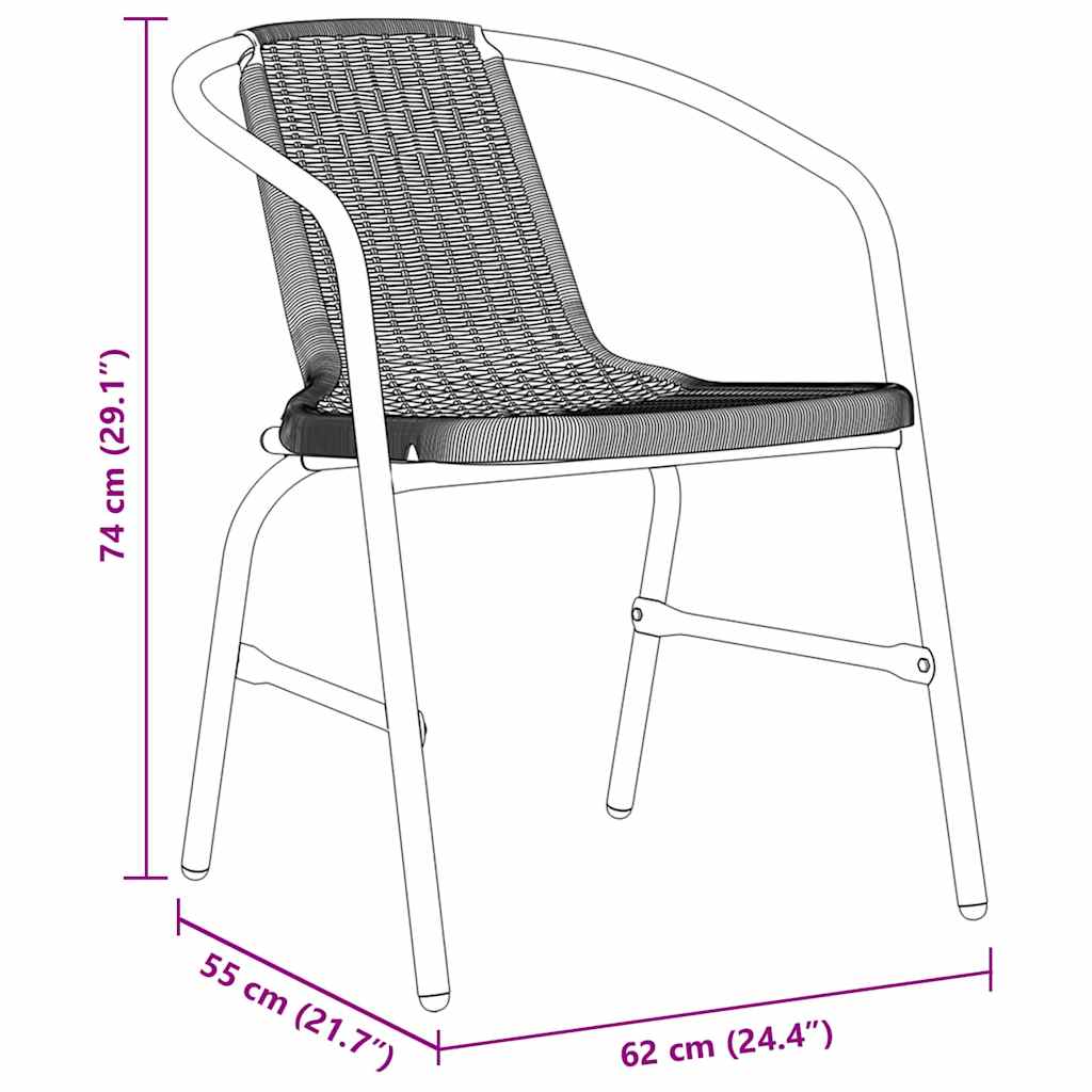 Tuin eettafelset 5 pcs Zwart Gepoedercoat staal