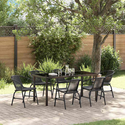 Tuin eettafelset 7 pcs Zwart Gepoedercoat staal