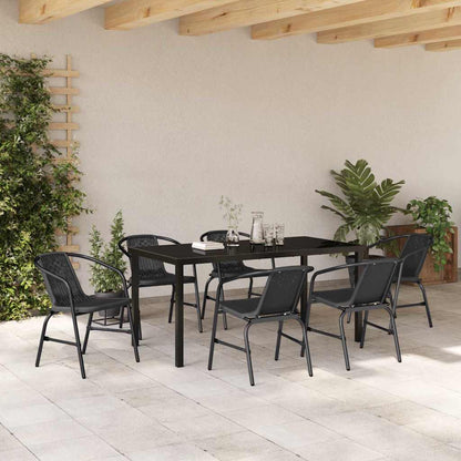 Tuin eettafelset 7 pcs Zwart Gepoedercoat staal