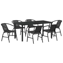 Tuin eettafelset 7 pcs Zwart Gepoedercoat staal