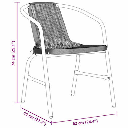 Tuin eettafelset 7 pcs Zwart Gepoedercoat staal