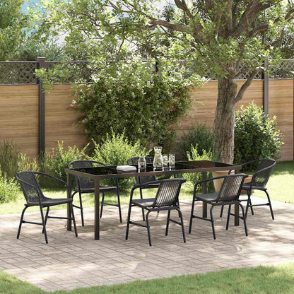 Tuin eettafelset 7 pcs Zwart Gepoedercoat staal