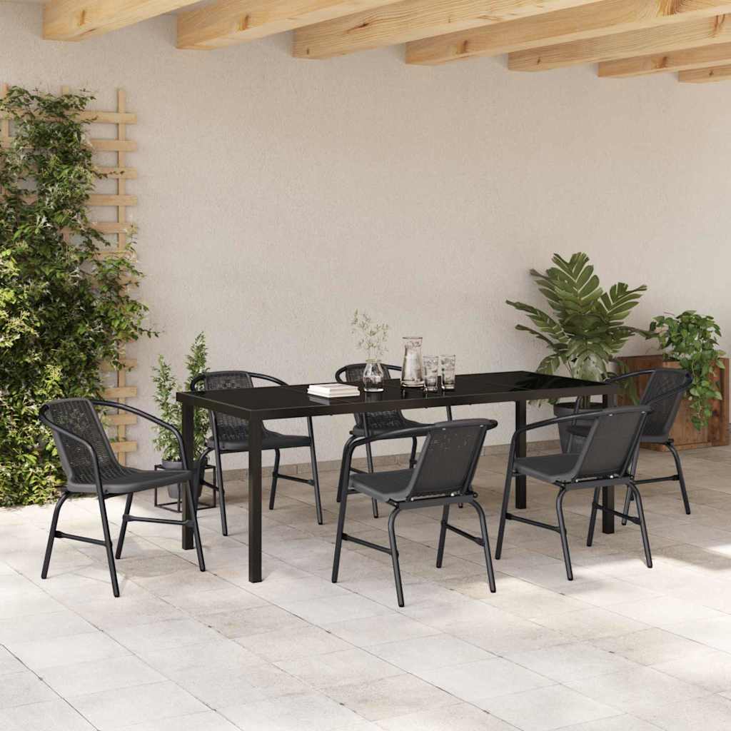 Tuin eettafelset 7 pcs Zwart Gepoedercoat staal