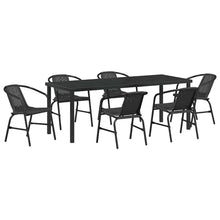 Tuin eettafelset 7 pcs Zwart Gepoedercoat staal