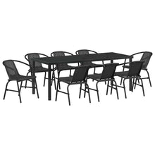 Tuin eettafelset 9 pcs Zwart Gepoedercoat staal