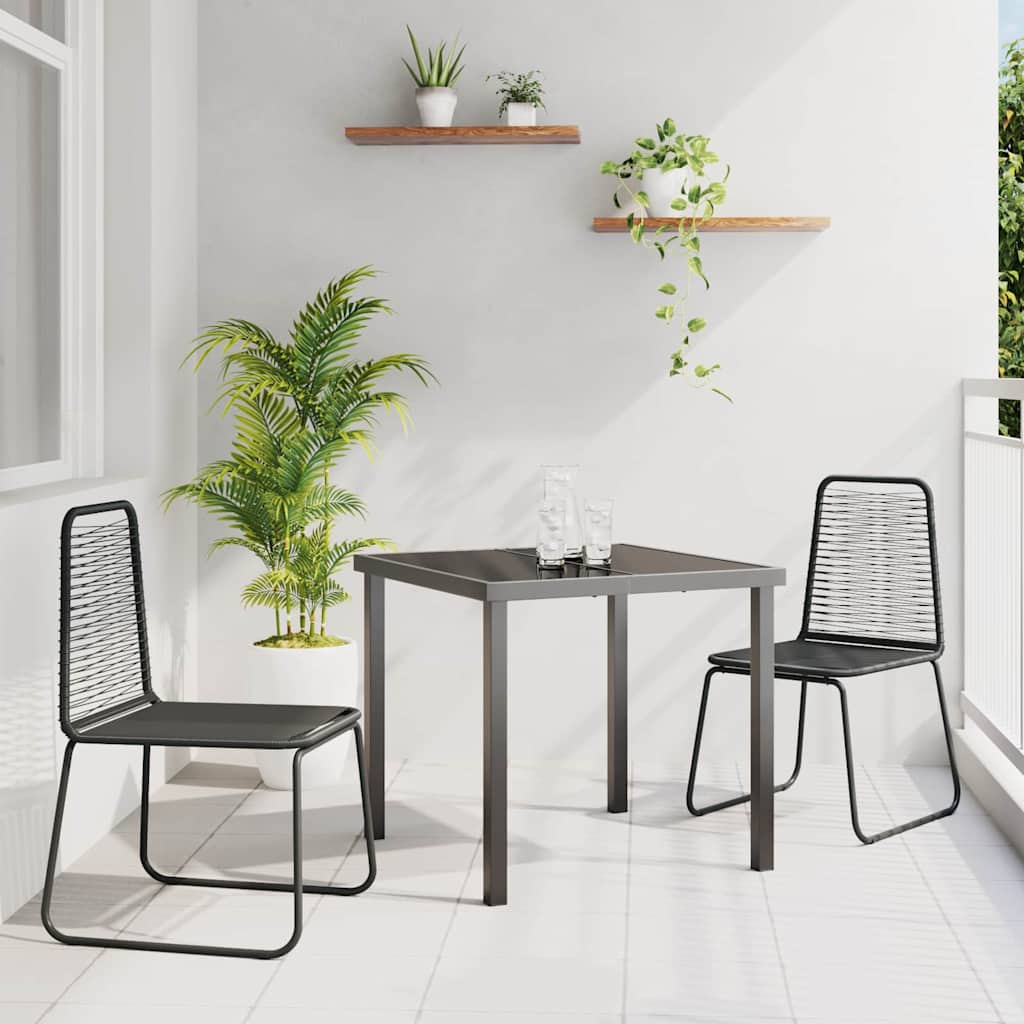 Tuin eettafelset 3 pcs Zwart Gepoedercoat staal