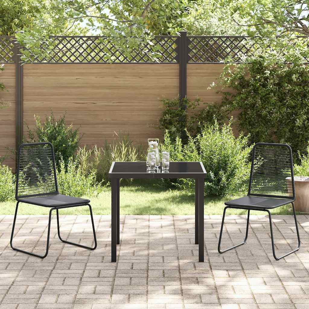 Tuin eettafelset 3 pcs Zwart Gepoedercoat staal