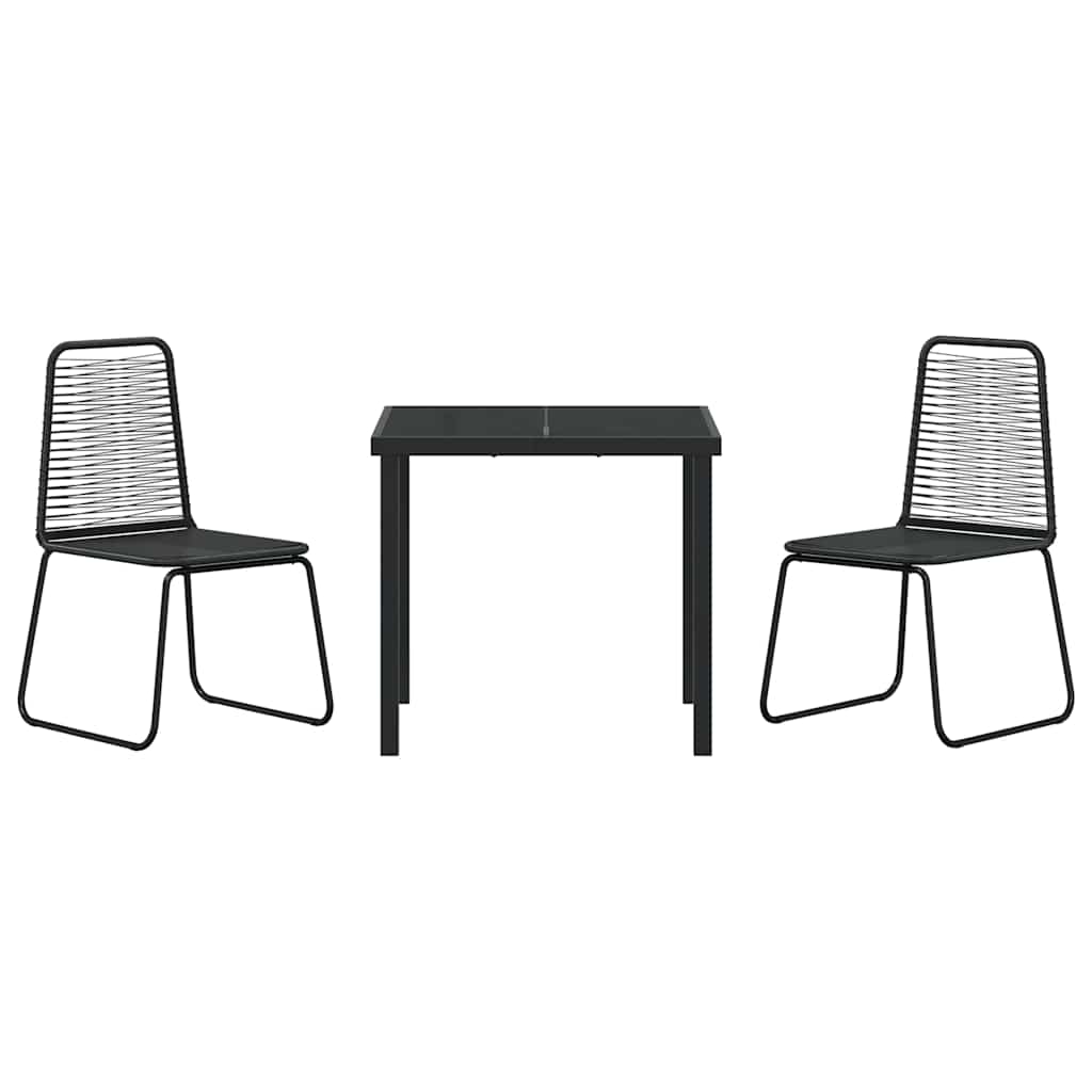 Tuin eettafelset 3 pcs Zwart Gepoedercoat staal