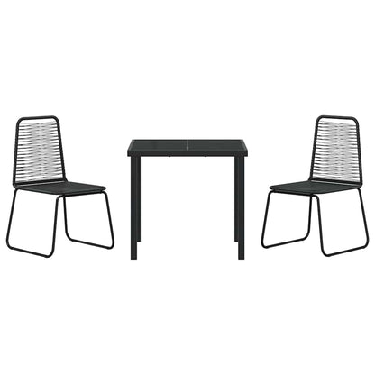 Tuin eettafelset 3 pcs Zwart Gepoedercoat staal