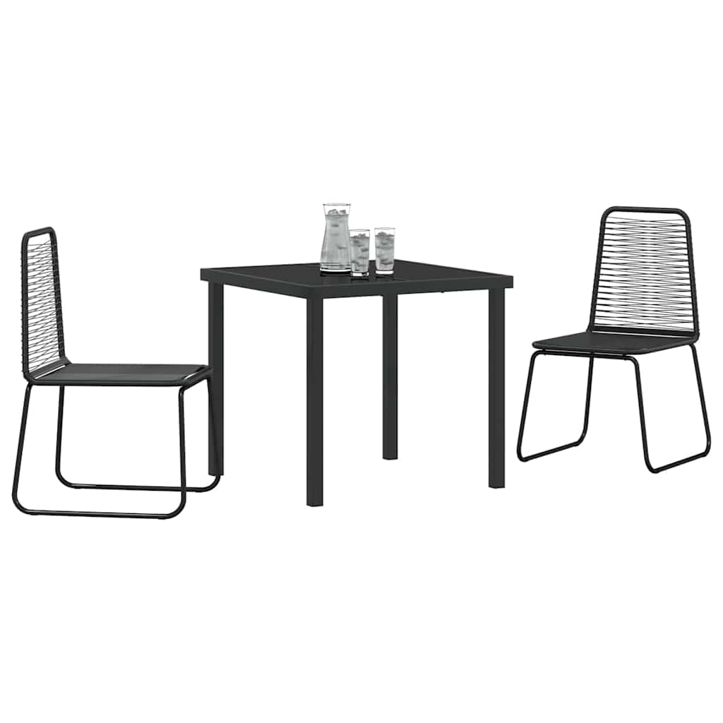 Tuin eettafelset 3 pcs Zwart Gepoedercoat staal