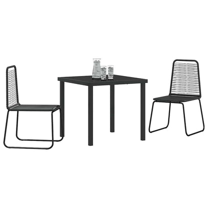 Tuin eettafelset 3 pcs Zwart Gepoedercoat staal