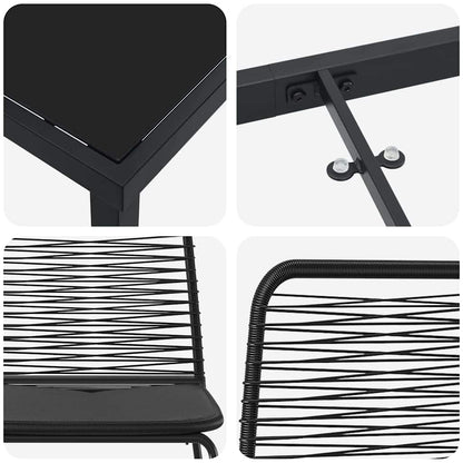 Tuin Eetset 5 Pcs Zwart Poly Riet 4-persoons 80 cm