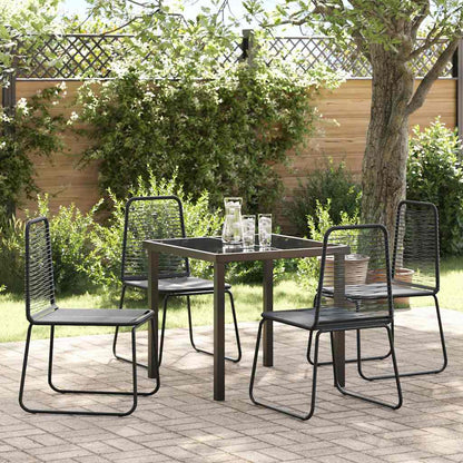 Tuin Eetset 5 Pcs Zwart Poly Riet 4-persoons 80 cm