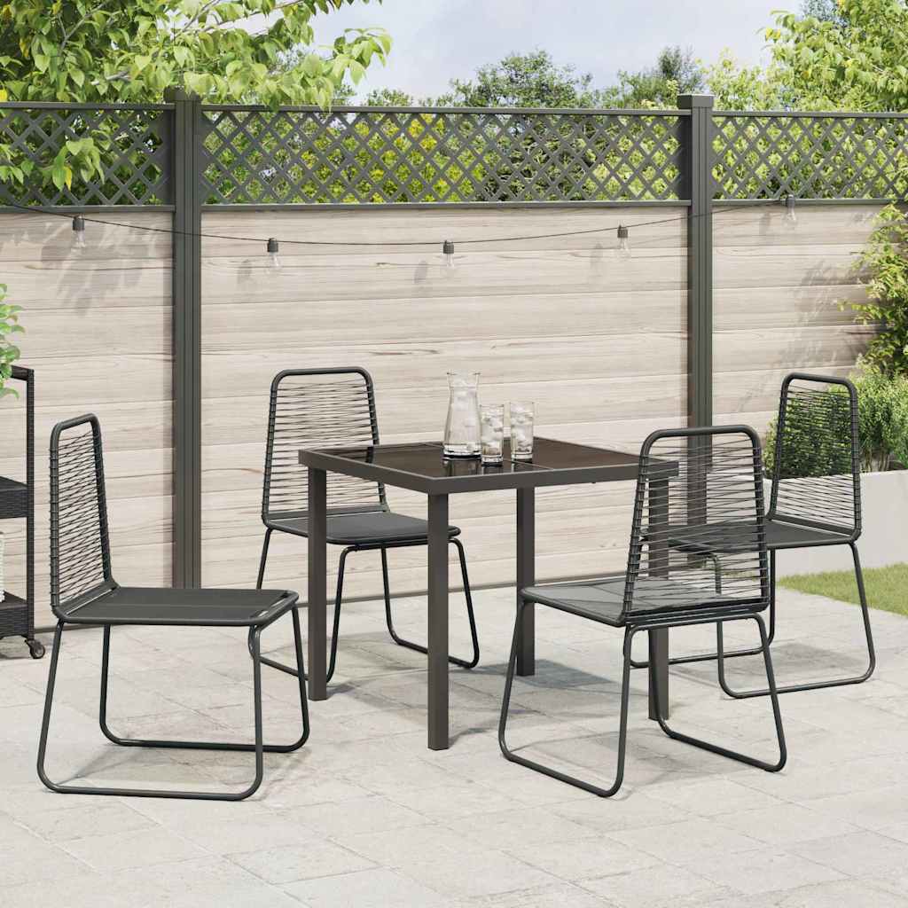 Tuin Eetset 5 Pcs Zwart Poly Riet 4-persoons 80 cm