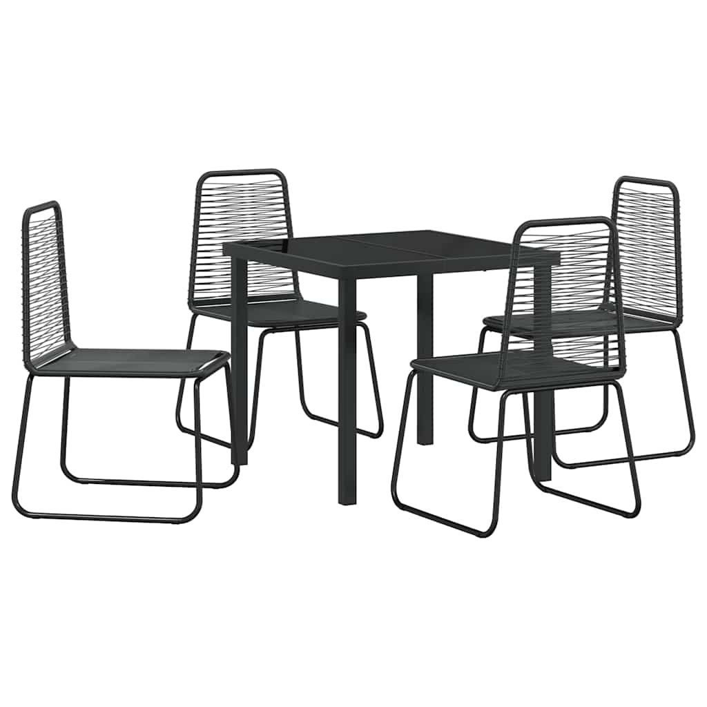 Tuin Eetset 5 Pcs Zwart Poly Riet 4-persoons 80 cm