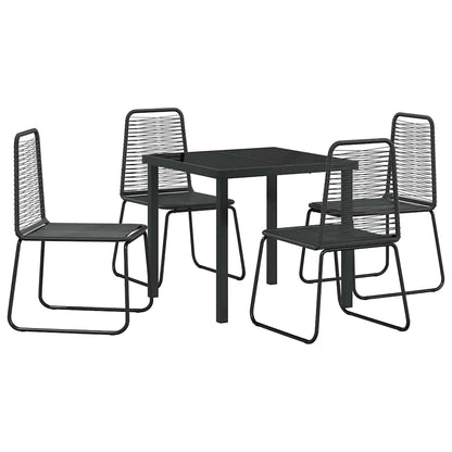 Tuin Eetset 5 Pcs Zwart Poly Riet 4-persoons 80 cm