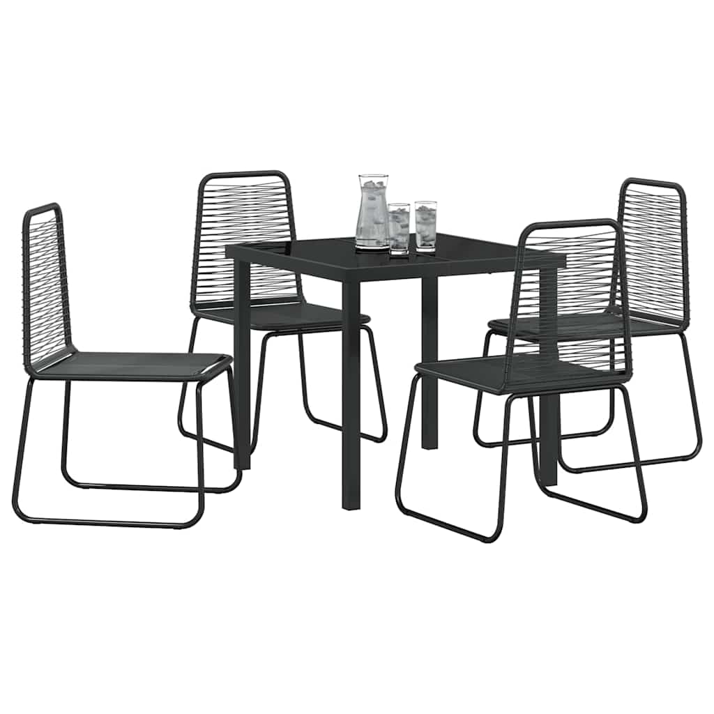 Tuin Eetset 5 Pcs Zwart Poly Riet 4-persoons 80 cm