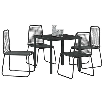 Tuin Eetset 5 Pcs Zwart Poly Riet 4-persoons 80 cm