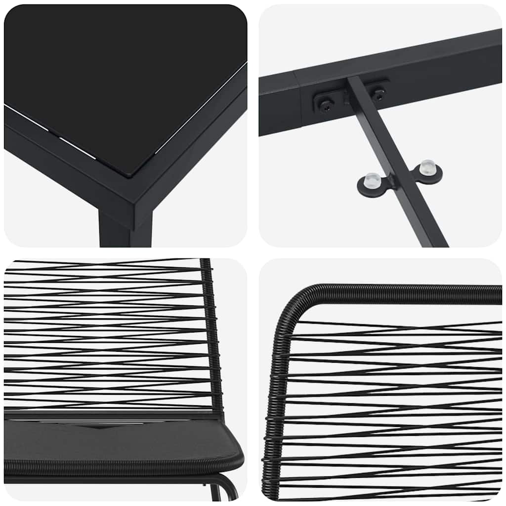 Tuin eettafelset 5 pcs Zwart Gepoedercoat staal