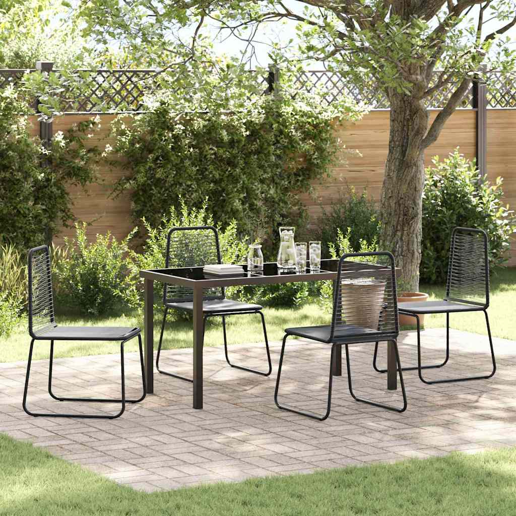 Tuin eettafelset 5 pcs Zwart Gepoedercoat staal