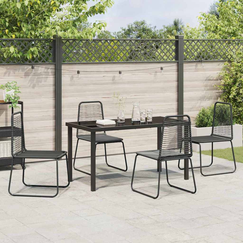 Tuin eettafelset 5 pcs Zwart Gepoedercoat staal