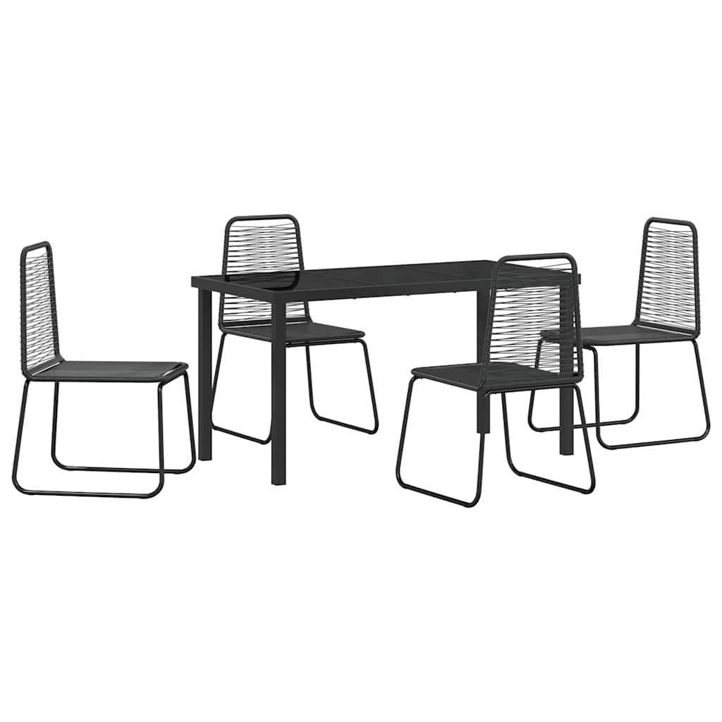 Tuin eettafelset 5 pcs Zwart Gepoedercoat staal