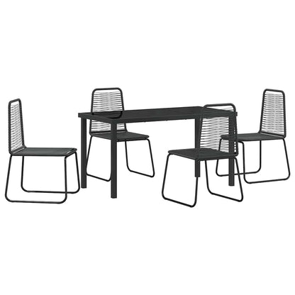 Tuin eettafelset 5 pcs Zwart Gepoedercoat staal