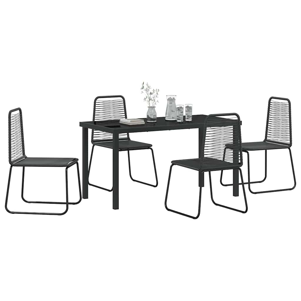 Tuin eettafelset 5 pcs Zwart Gepoedercoat staal