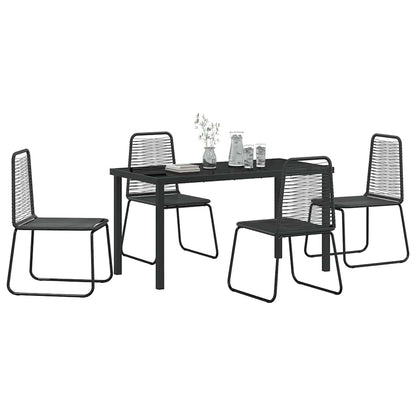 Tuin eettafelset 5 pcs Zwart Gepoedercoat staal