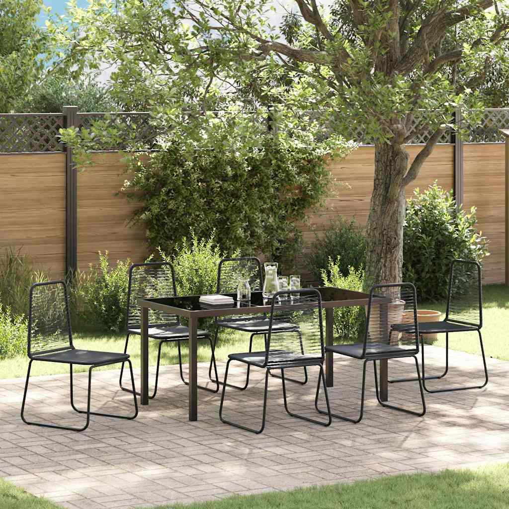 Tuin eettafelset 7 pcs Zwart Gepoedercoat staal