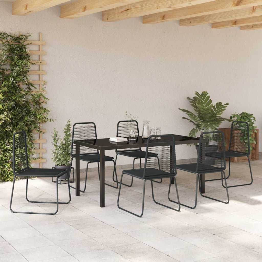 Tuin eettafelset 7 pcs Zwart Gepoedercoat staal