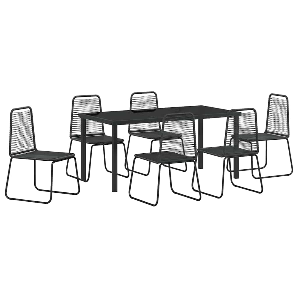Tuin eettafelset 7 pcs Zwart Gepoedercoat staal