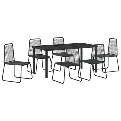 Tuin eettafelset 7 pcs Zwart Gepoedercoat staal