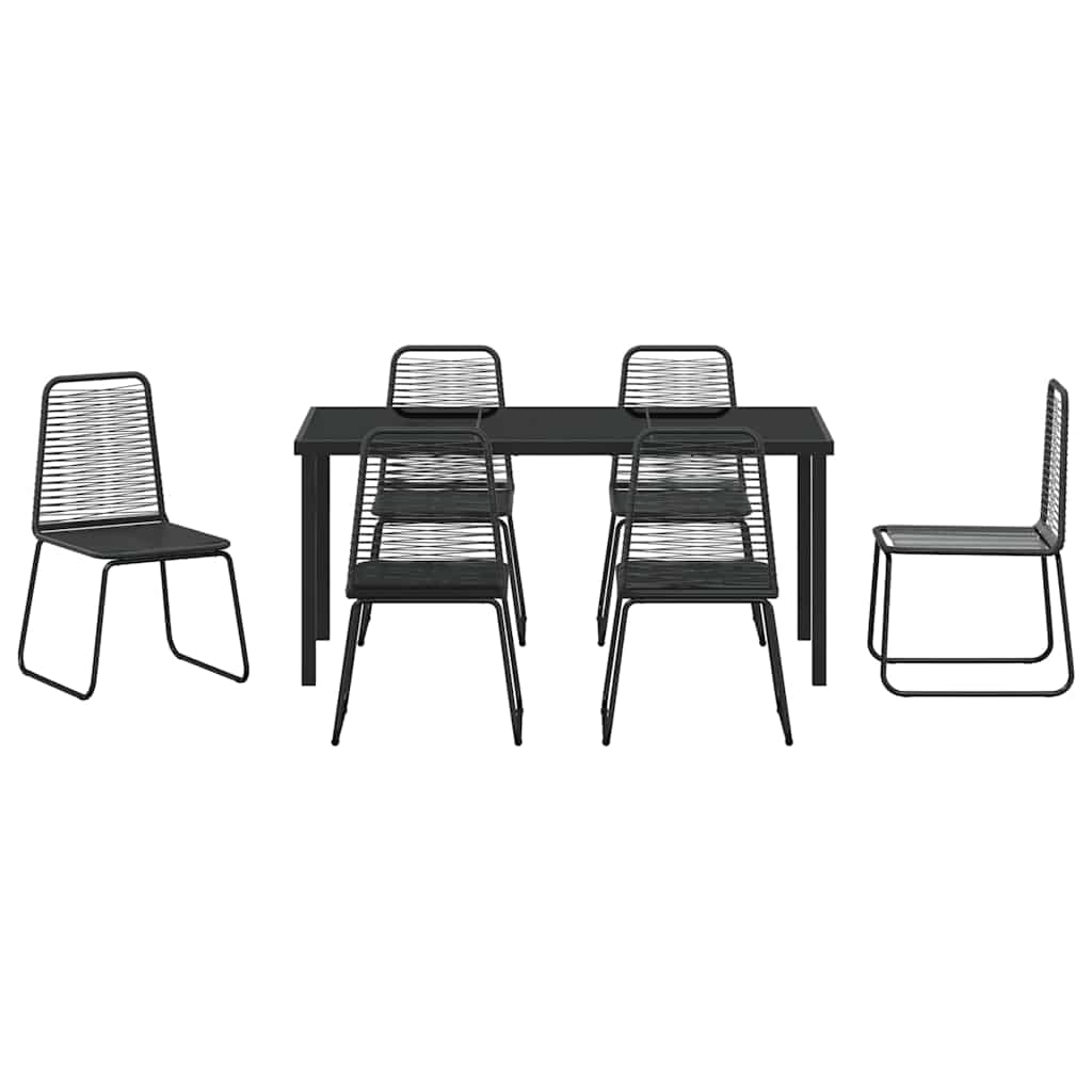 Tuin eettafelset 7 pcs Zwart Gepoedercoat staal