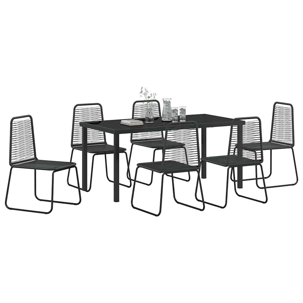Tuin eettafelset 7 pcs Zwart Gepoedercoat staal