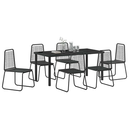 Tuin eettafelset 7 pcs Zwart Gepoedercoat staal