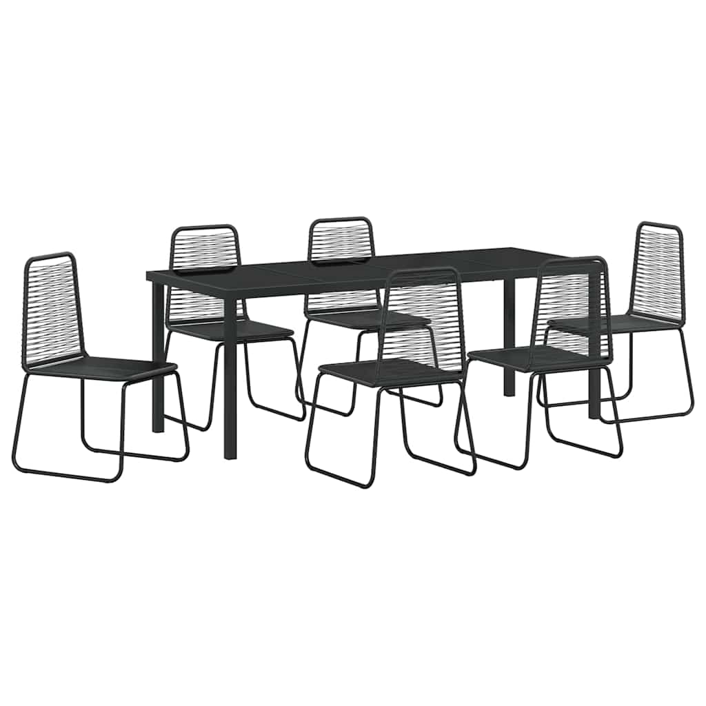 Tuin eettafelset 7 pcs Zwart Gepoedercoat staal
