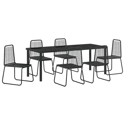 Tuin eettafelset 7 pcs Zwart Gepoedercoat staal
