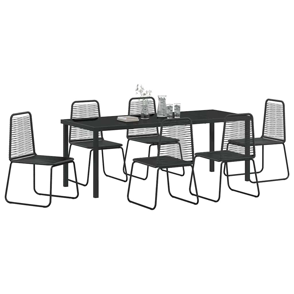 Tuin eettafelset 7 pcs Zwart Gepoedercoat staal