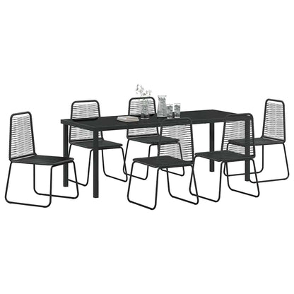 Tuin eettafelset 7 pcs Zwart Gepoedercoat staal
