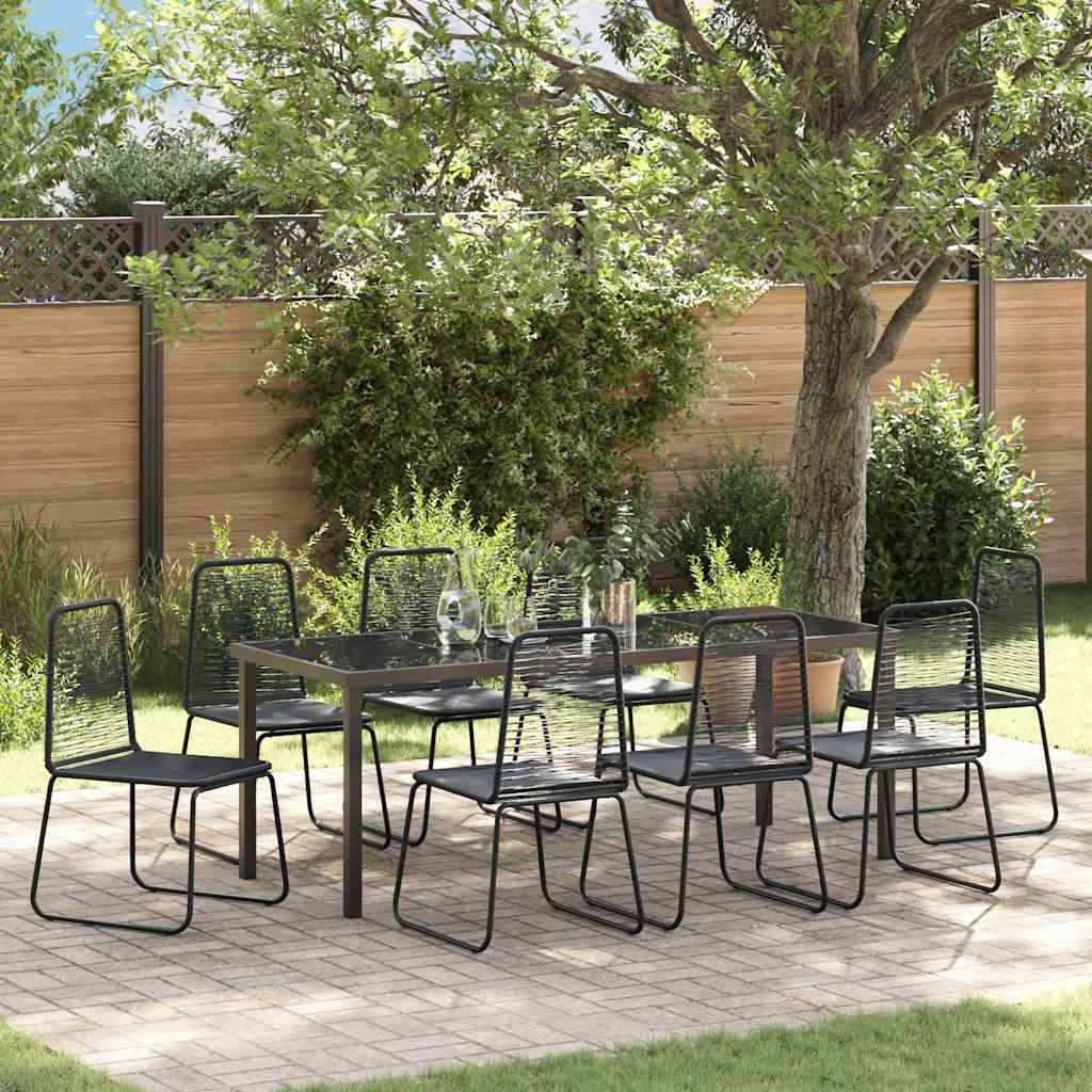Tuin eettafelset 9 pcs Zwart Gepoedercoat staal