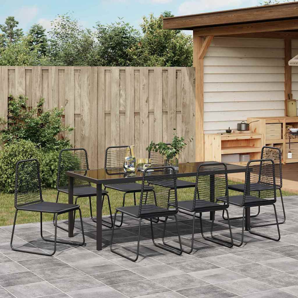 Tuin eettafelset 9 pcs Zwart Gepoedercoat staal