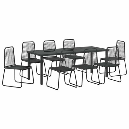 Tuin eettafelset 9 pcs Zwart Gepoedercoat staal