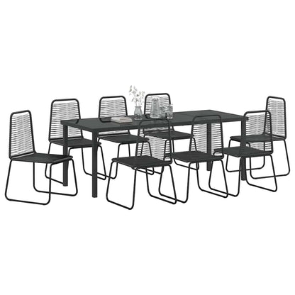 Tuin eettafelset 9 pcs Zwart Gepoedercoat staal